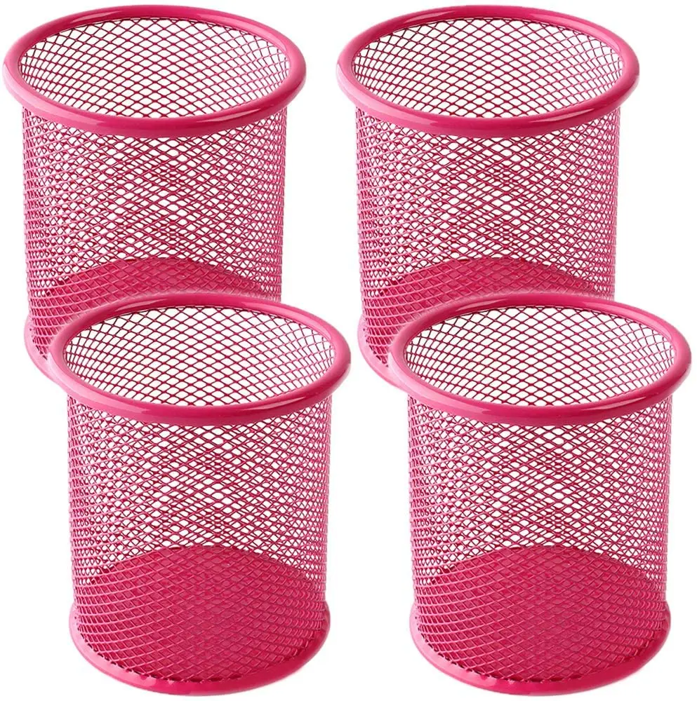 4 Packs Metal Pen Cup Desk Pen Organizer Case Wire Mesh Pencil Holder