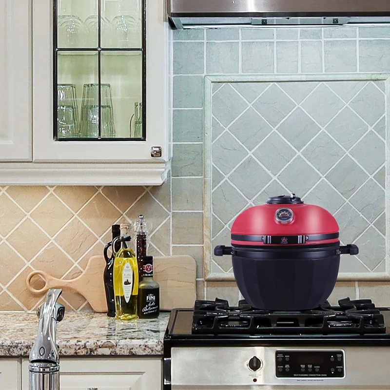 Small Chicken Bbq Grill For Outdoor Garden 10 inch/13inch/16inch RED Ceramic Grill Kamado