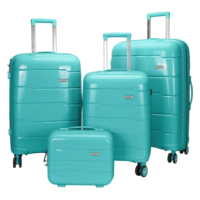 Black Travel Carry On Luggage 20 24 28 Inch Set Spinner Women PP Wheels Trolley Travel Luggage Case