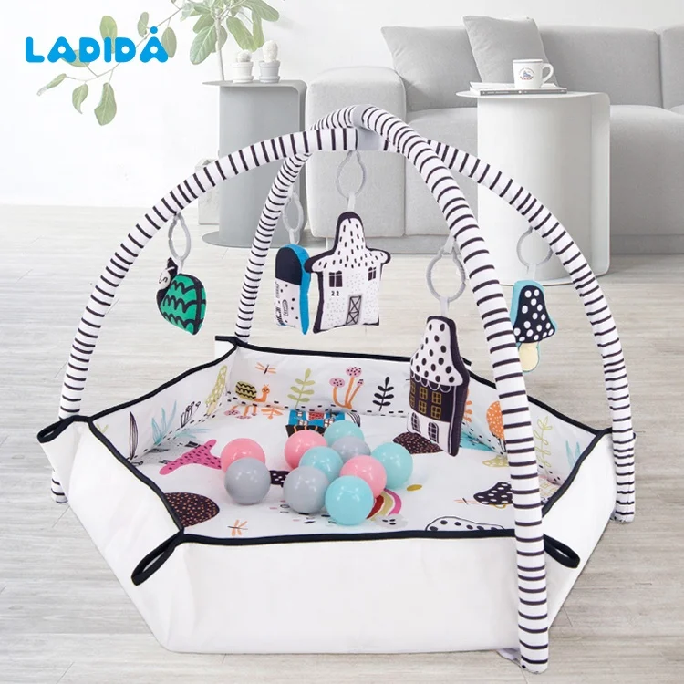 New Style Cotton Playing Mat Fun Activity Gym Infant Tummy Time Play Center Includes Toys Musical  Baby Playmats For Toddlers