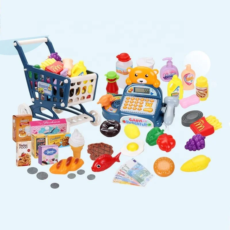 Top Quality Shopping Set With Calculator Scanner Supermarket Equipment Kids Electronic Cash Register Toy
