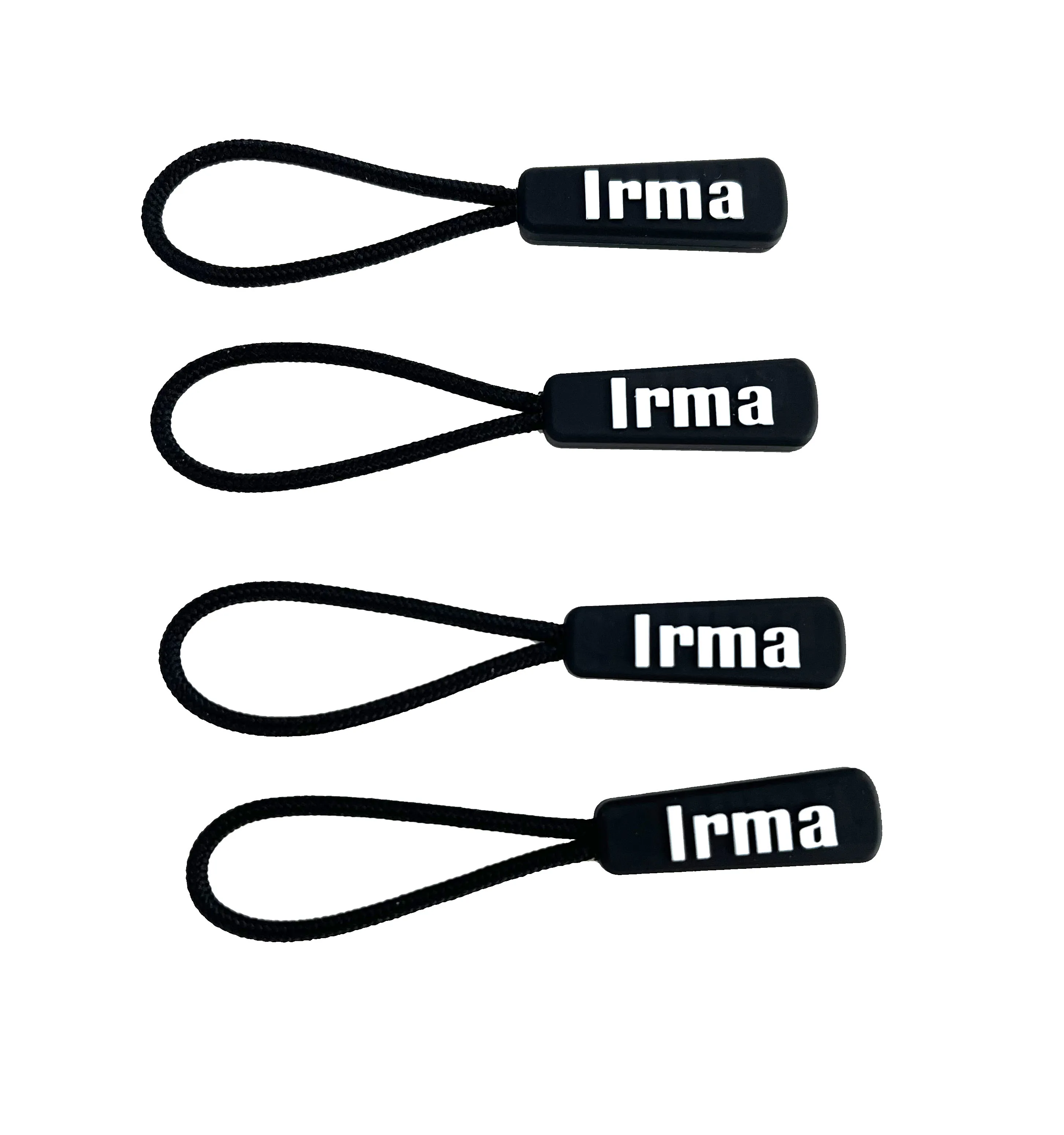 New Fashion Top Quality Customized Logo Slider Rubber Black Zipper Slider Nylon For  Clothes Bag Shoes Zipper Puller