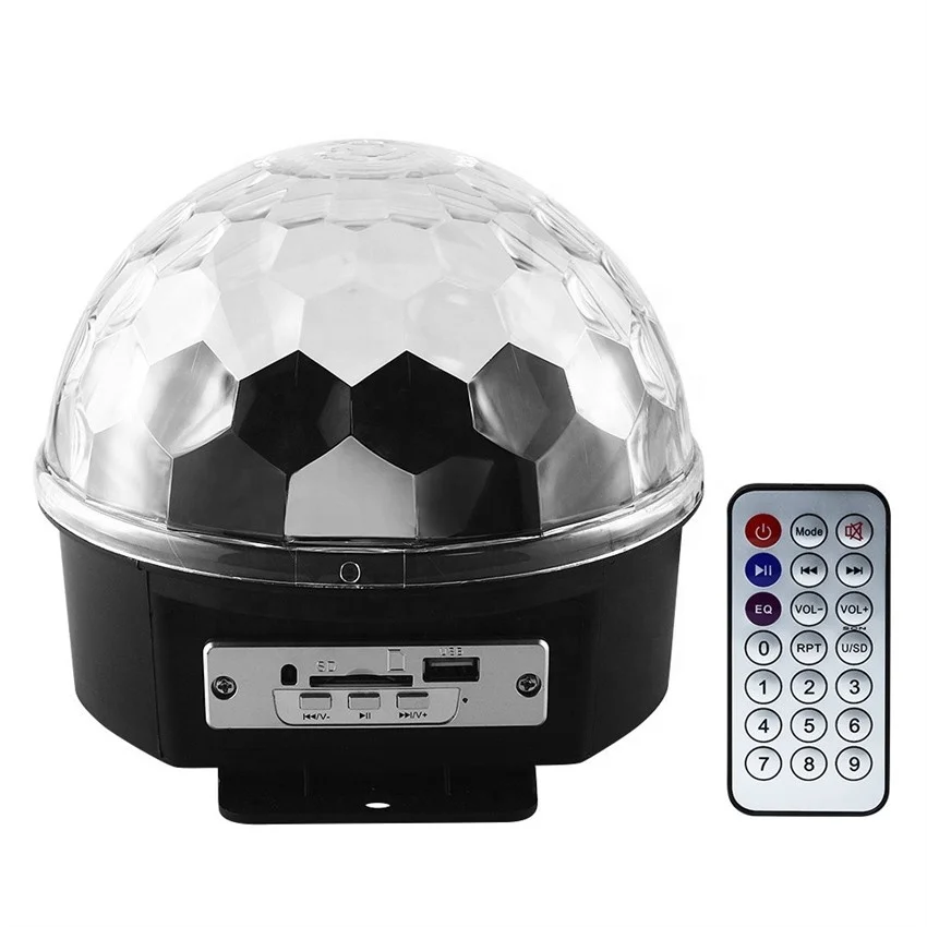 
Hot Sales led sphere magic ball light Mini RGB Sound Activated Disco Club DJ Crystal Magic Ball Stage Light with Remote Control 