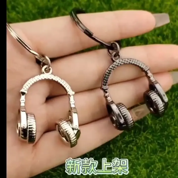 Fashion Music Headset Hiphop Rock Keychain Zinc Alloy Retro Headphone Key Chains Music Key Keychain