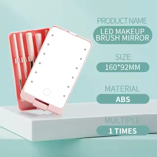 Portable 360-Rotating LED Light Single-Sided Beauty Mirror 2X Foldable Design Personalized Logo/Pattern Travel Makeup Tool