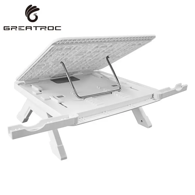 Great Roc Foldable Computer Stand Portable Ergonomic 2 Layer Laptop Riser With Dual Phone holder Laptop Stand Adjustable Height