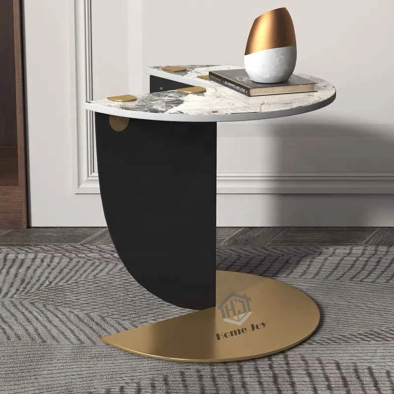 2021 original design luxury coffee table italian style side table with stainless steel base and stone top