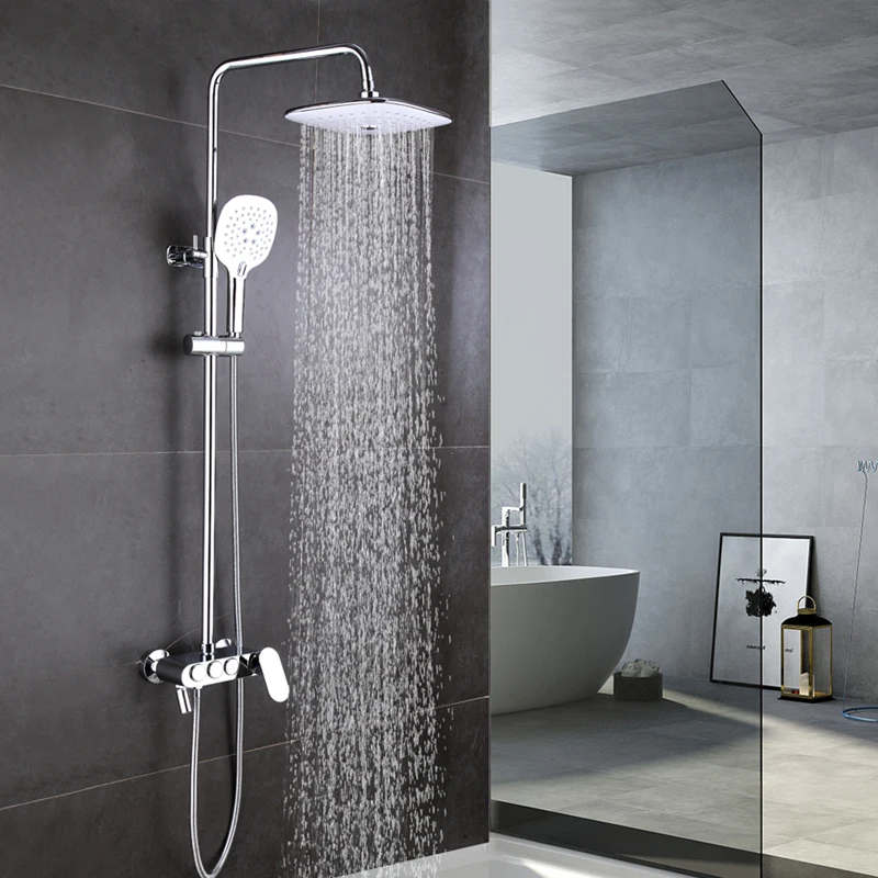Chrome shower set thermostatic shower mixer Brass faucet bath shower set