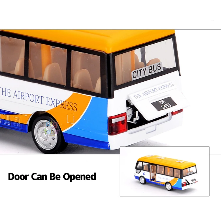 MSZ 1/32 Bus Diecast Pull Back Compare-Car-Models Sound and Light Music Car Model for Kids