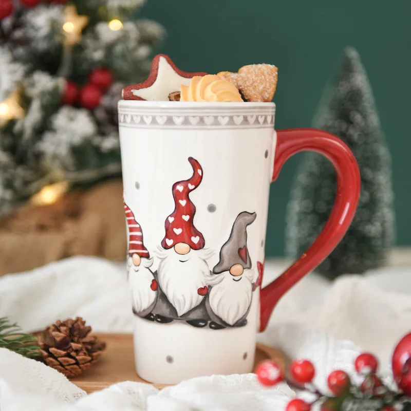 Nordic style creative embossed Tata cup Christmas ceramic mug household office milk coffee cup