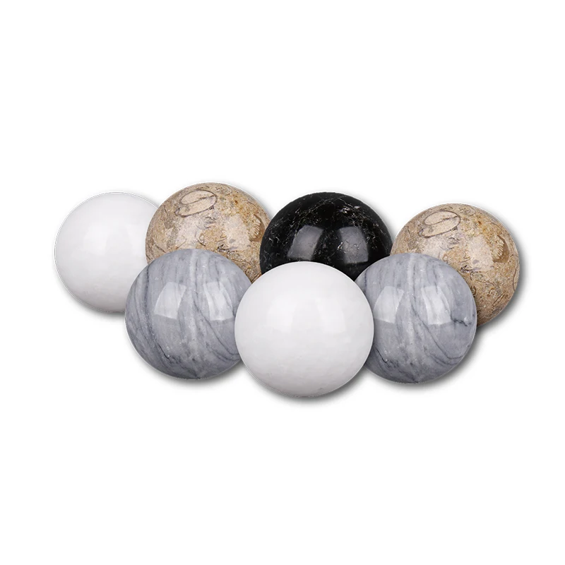 25 Pcs 4Cm Yellow Cora White Black Grey Mix Color Crystal Marble Stone Sphere Ball