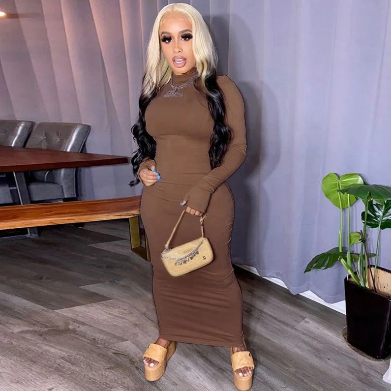 
B3028-fashion 2020 stylish sexy dress long sleeve casual dresses maxi backless women fall clothes 