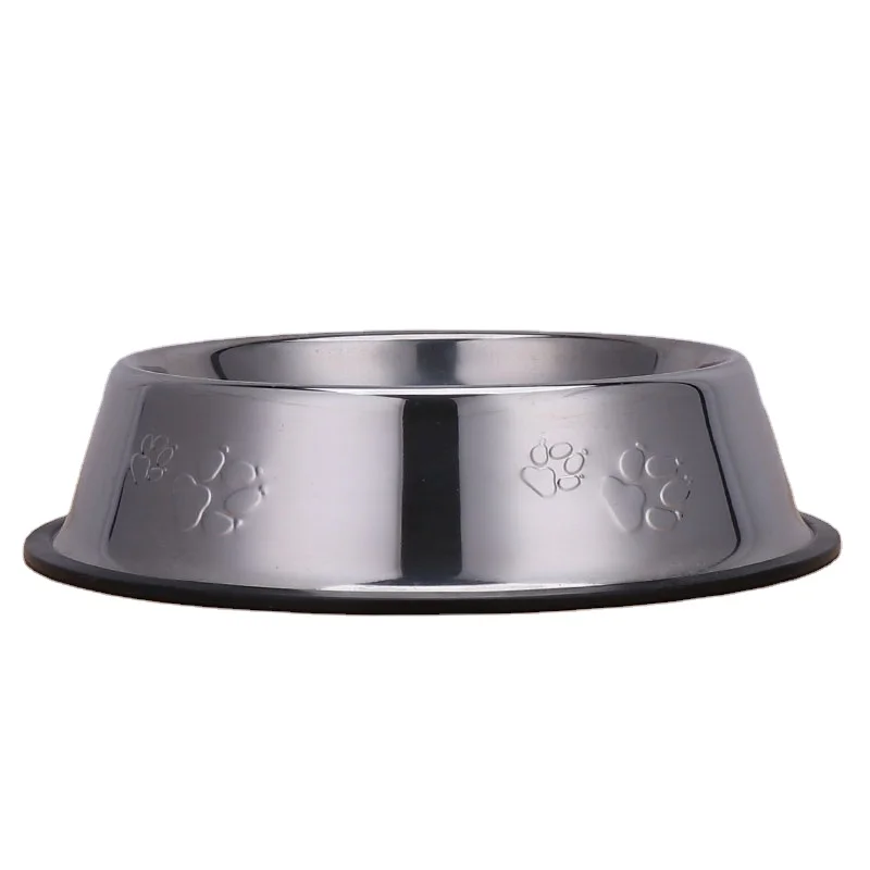 Stainless Steel Dog Bowl Travel Pet Food Bowl with Rubber Base