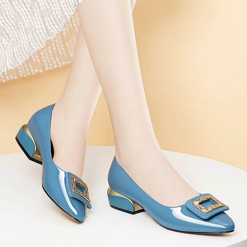 Xuanhui trends women shoes 2024 new design ladies pumps flat shoes square heel peep-toe pumps summer shoes for women