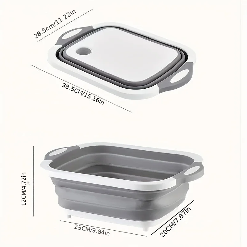 New Kitchen Accessories Foldable Chopping Board Household Washing Drain Basket Portable 2-in-1 Folding Plastic Cutting Board