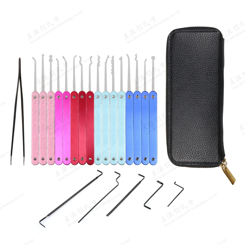Colorful Handle Aluminum Alloy 15 Pcs House Lock Picking Kit Pick Set