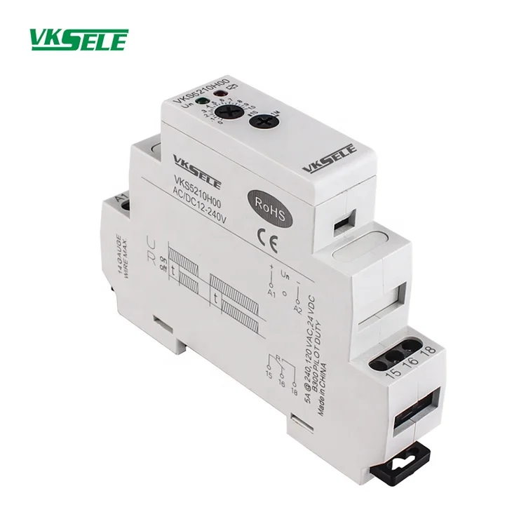 Modular time relay VKS5210H00 15A DIN rail timer relay AC/DC 12-240V adjustable