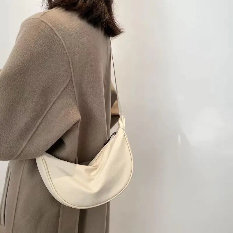 Custom logo simple design nylon tote bag portable large capacity women lady gril leisure underarm bag for daily use