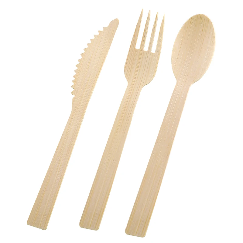 Wholesale bamboo knife fork spoon cutlery set eco friendly 100% natural biodegradable bamboo tableware
