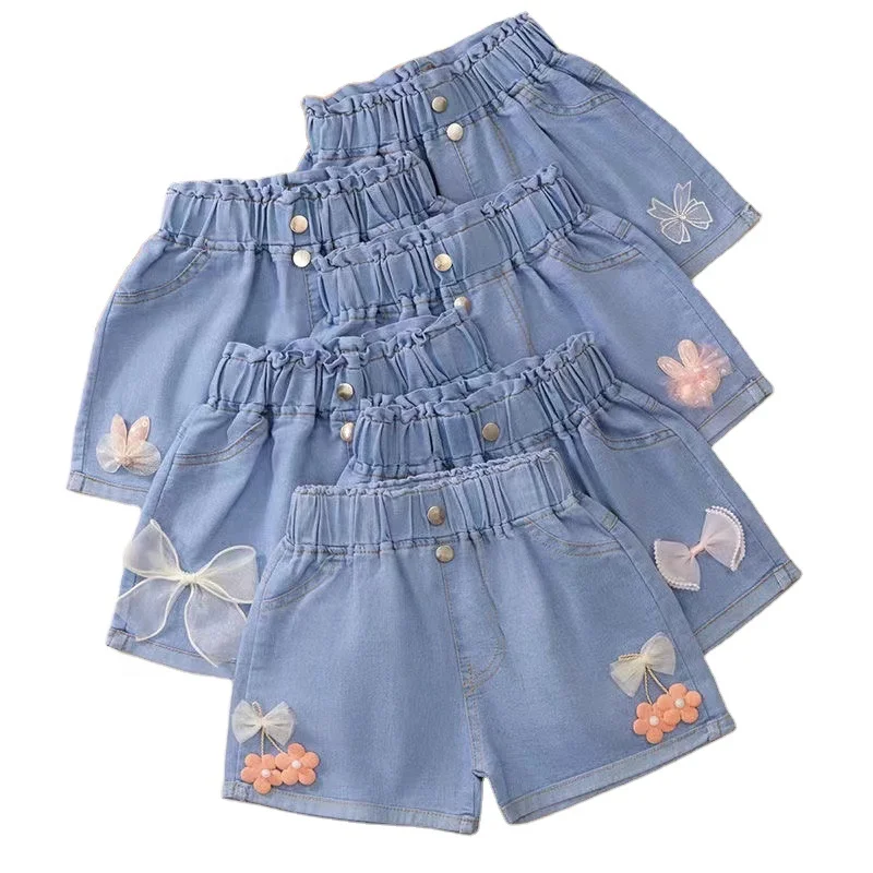 Детские джинсовые шорты для маленьких девочек детские модные летние с оборками джинсы
