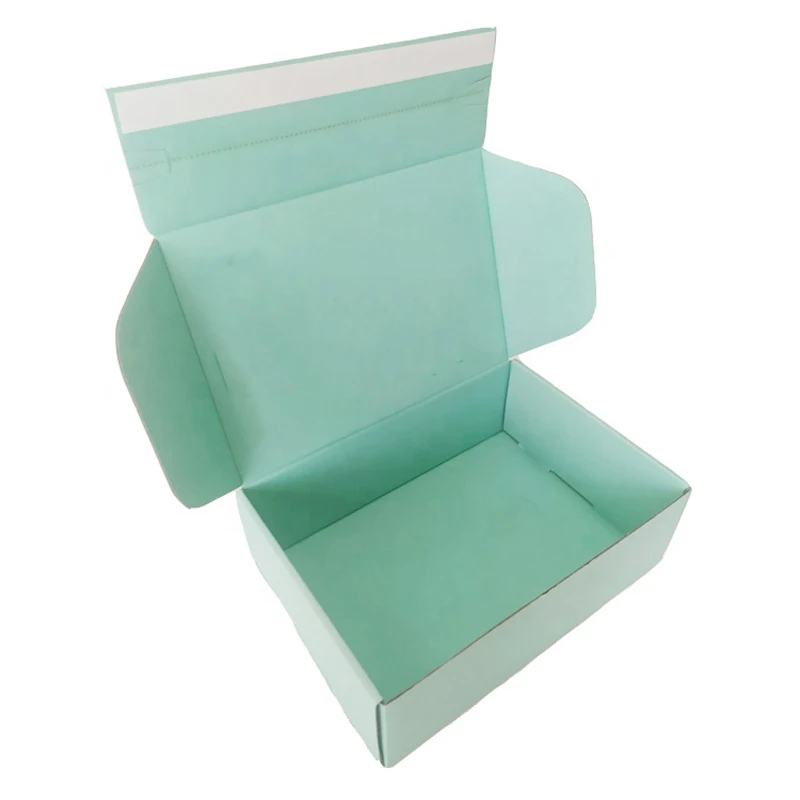 Custom Logo Light Green Mint Package Zipper Box Print Flat Delivery Moving Packaging Corrugated Shipping Mailer Box With Logo