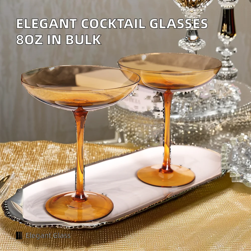 Elegance Design 8 oz gold Cocktail  champagne saucer Glass