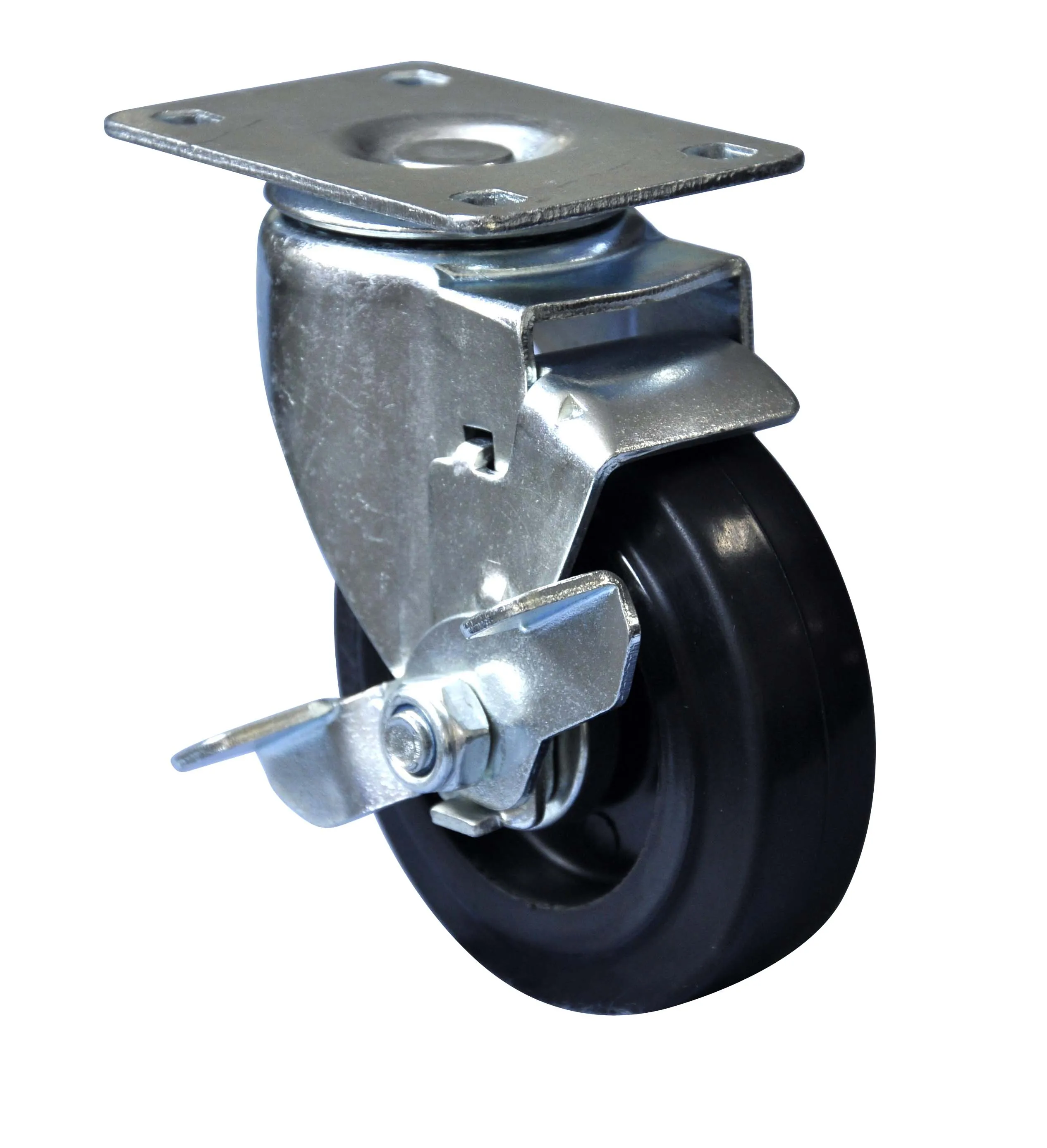 Заводом источников продуктов 100X32mm поворотный высокая эластичность пластиковым ядером резиновое колесо для литья под давлением с боковым тормозом