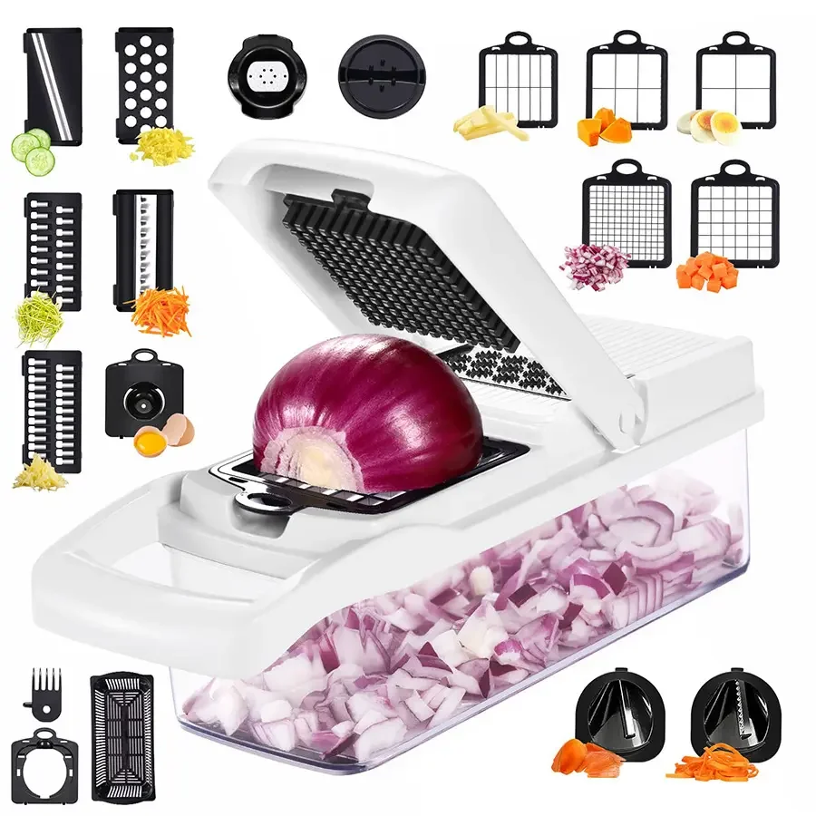 Amazon Hot Multifunction Kitchen Vegetable Cutter Potato Vegetable Onion Slicer Dicer Vegetable Chopper with Container Food
