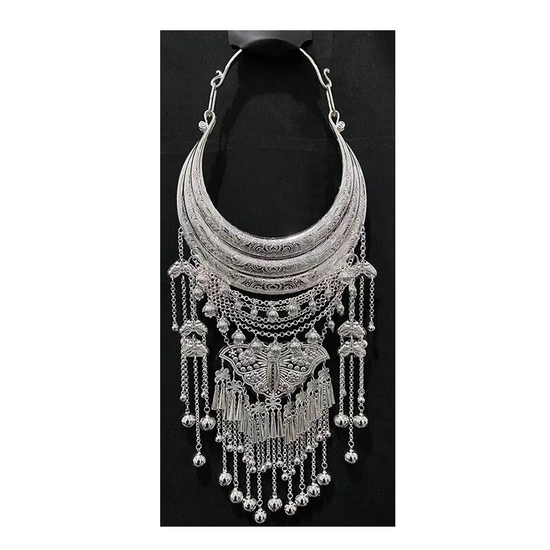 Depth  Chinese Miao Hmong ethnic necklaces aluminum plated silver Accessories Culture Feat