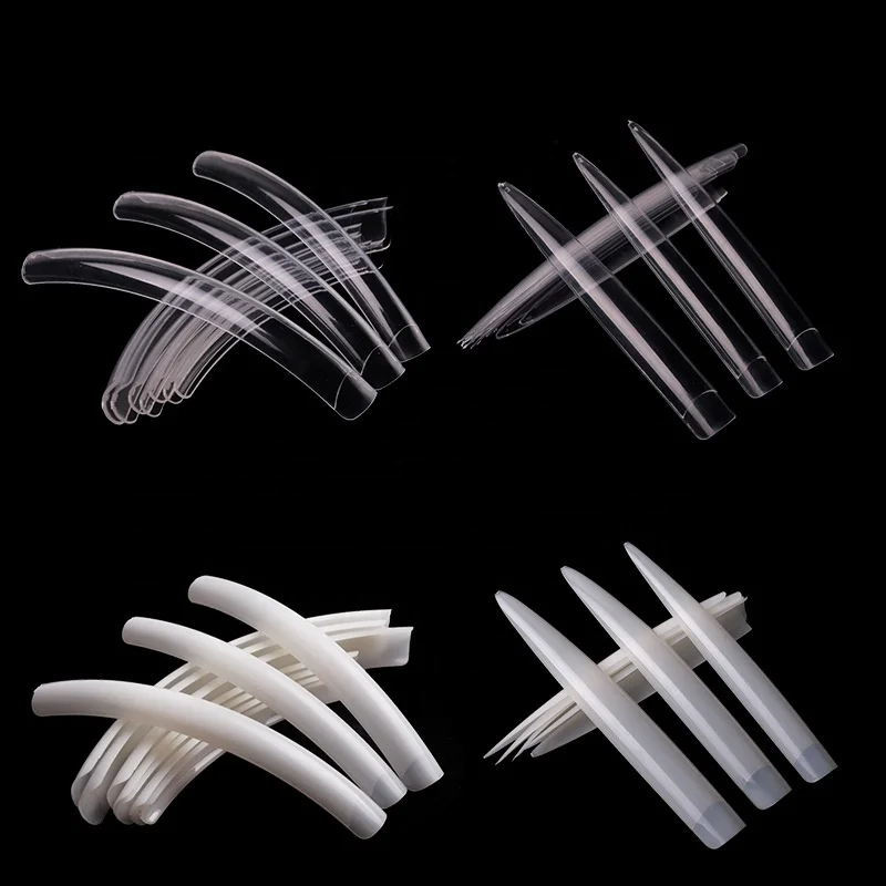 10pcs Natural Clear XXL XXXL C Curve Super Extra Long Square Stiletto Nail Tips