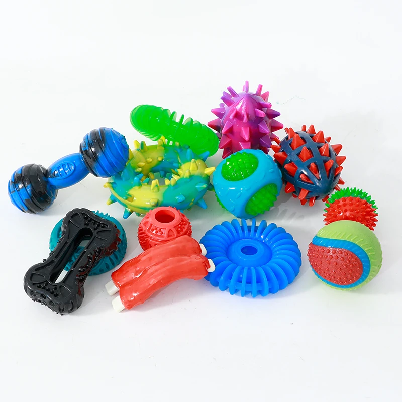 New pet chew leaky food toy ball and olive shape dog toy with lights TPR material bite resistant pet products