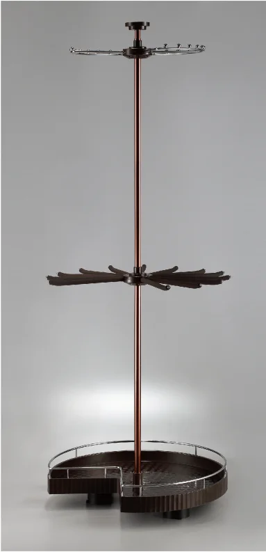 Hot sell three layers rotating clothes basket wardrobe accessories with trousers rack for 90 degrees corner wardrobe