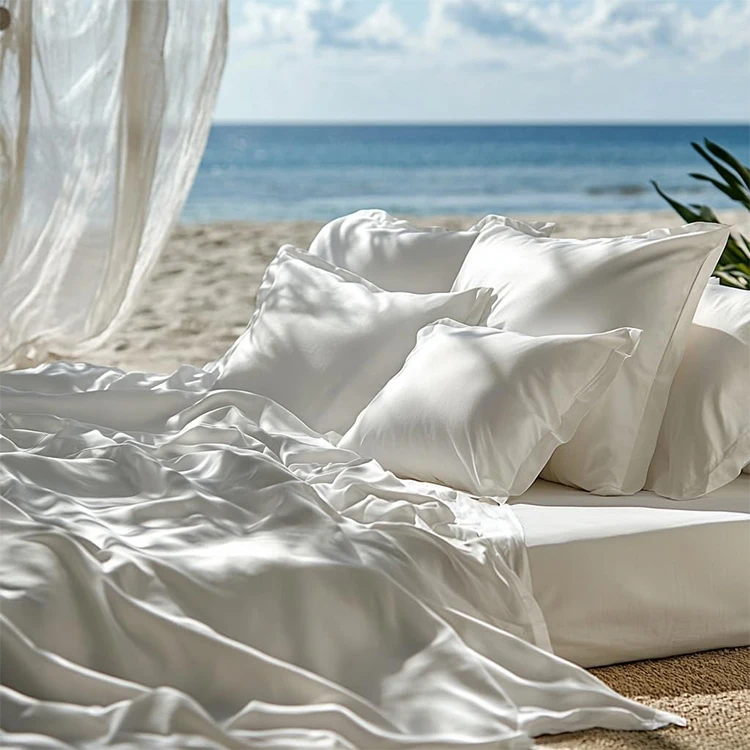 wholesale luxury softness queen size duvet bedding set customized printing design deep pocket tencel bedding set