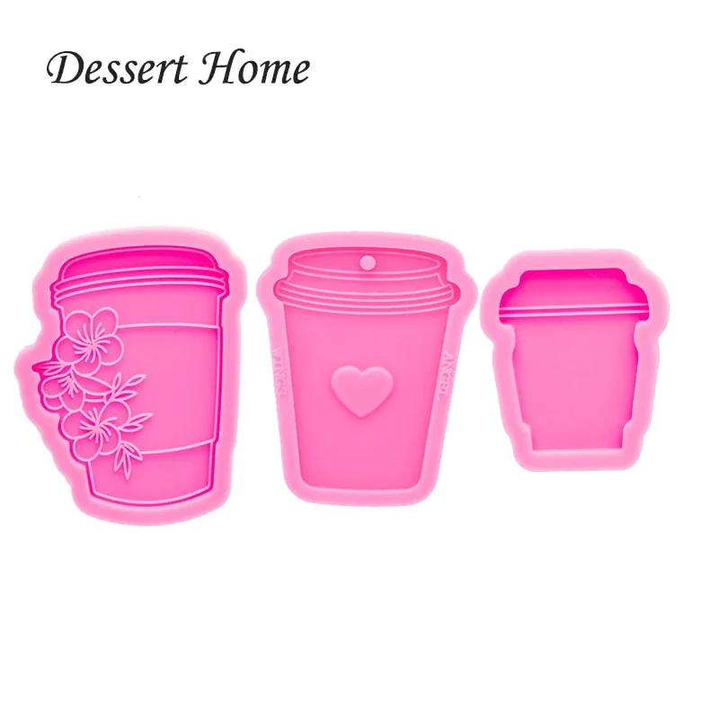 DY0585 Super Glossy Coffee cup Keychain Mold - DIY Necklace Resin Crafting Mold - Drink cup Silicone Mold - Epoxy Mould Craft