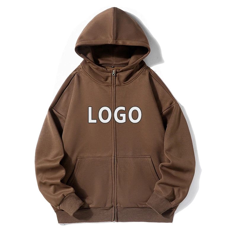 Custom Heavyweight Pullover Zipper Printing 100% Cotton Hoodie Zip Up Hoodie