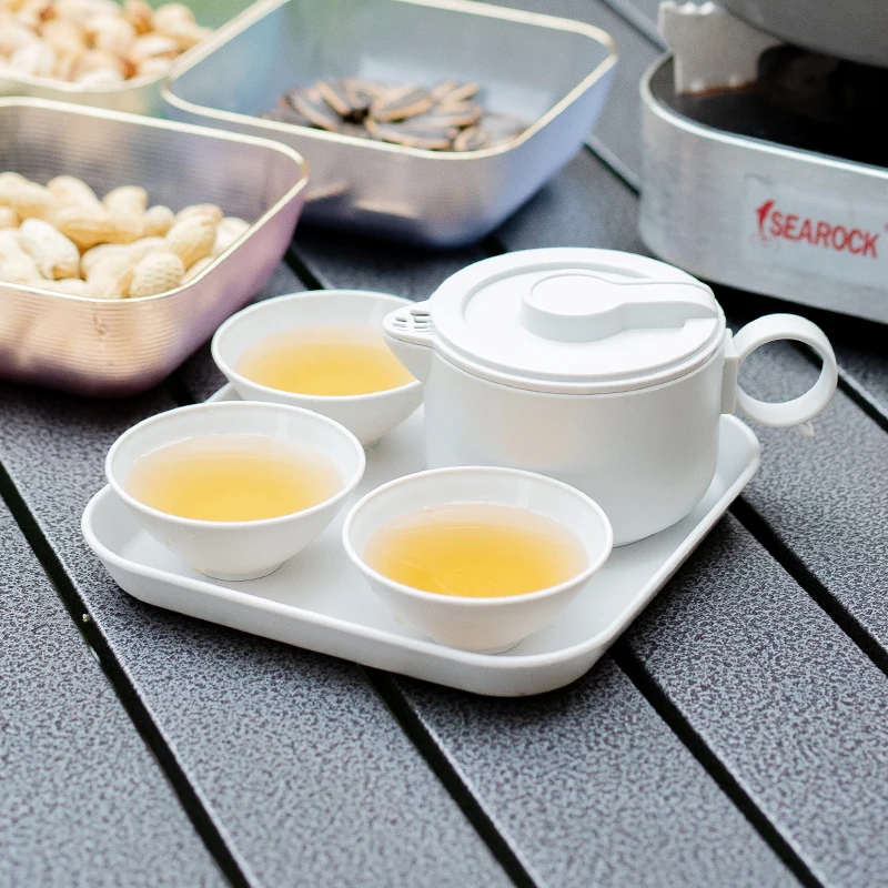 Cheap Gift Custom logo Giveaways Heat Resistant Camping Travel Portable Chinese Kung Fu Infuser 180 ml Tea Pot Set with 3 Cups