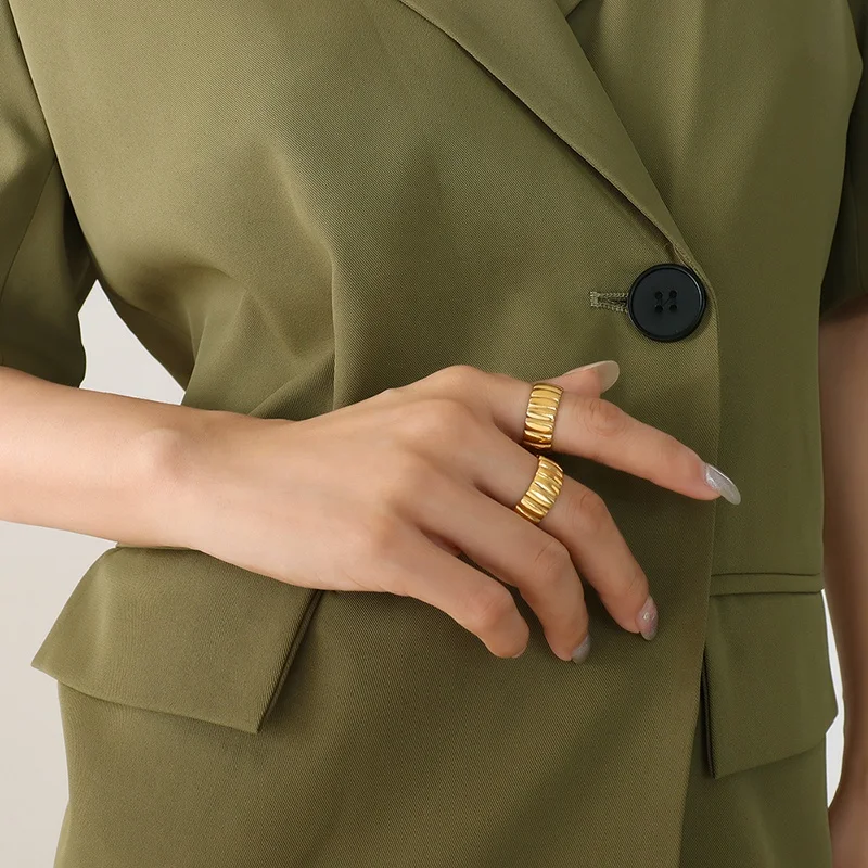 Modern Design Screw Stripe Multi Size Stainless Steel Rings Drop shipping