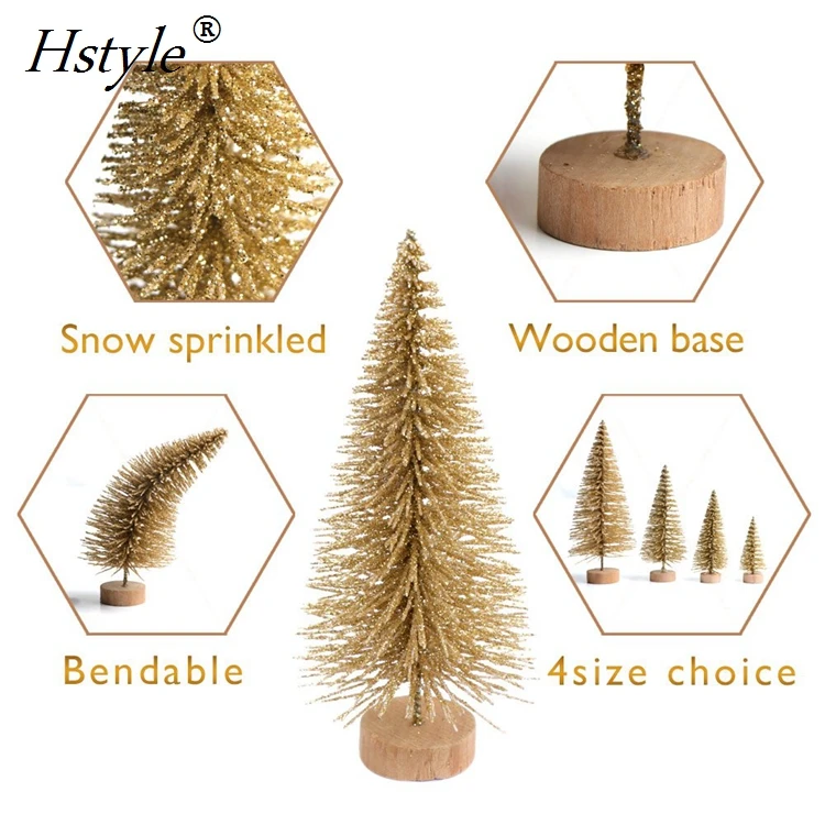 24 шт. искусственные мини-Рождественские елки, сизальные елки с деревянной основой в бутылке, щетки для рождественской столешницы, декор SSD242