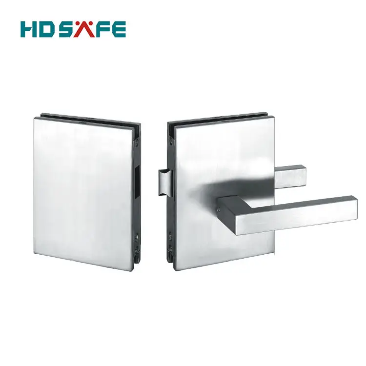 Stainless steel security pivot glass door lock with pull handles 8-12mm tempered glass door lock office casement swing door lock