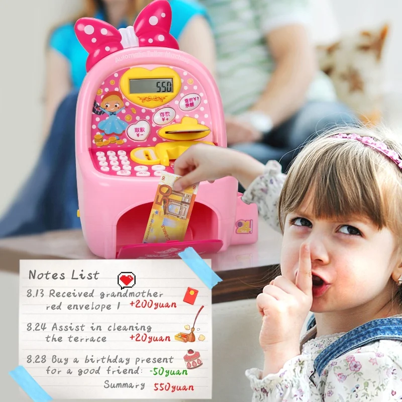 ATM Bank Toys Kids Electronic Cash Register Toy Money Banking ATM Bank Role Pretend Play Kits For Children Girls Gift Toys