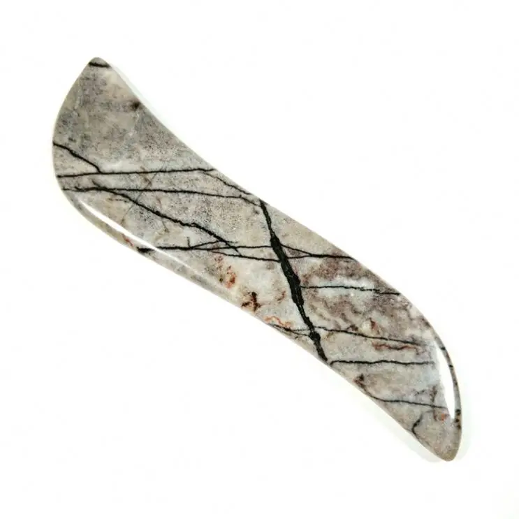 HUIYING Acupressure Jade Guasha points Picasso Jasper Scraping Stick Pen Gua Sha Therapy Wand Needle Massage Tool