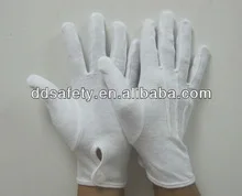 100% bleach cotton/interlock liner gloves white 3 seams on back With a plastic buckle