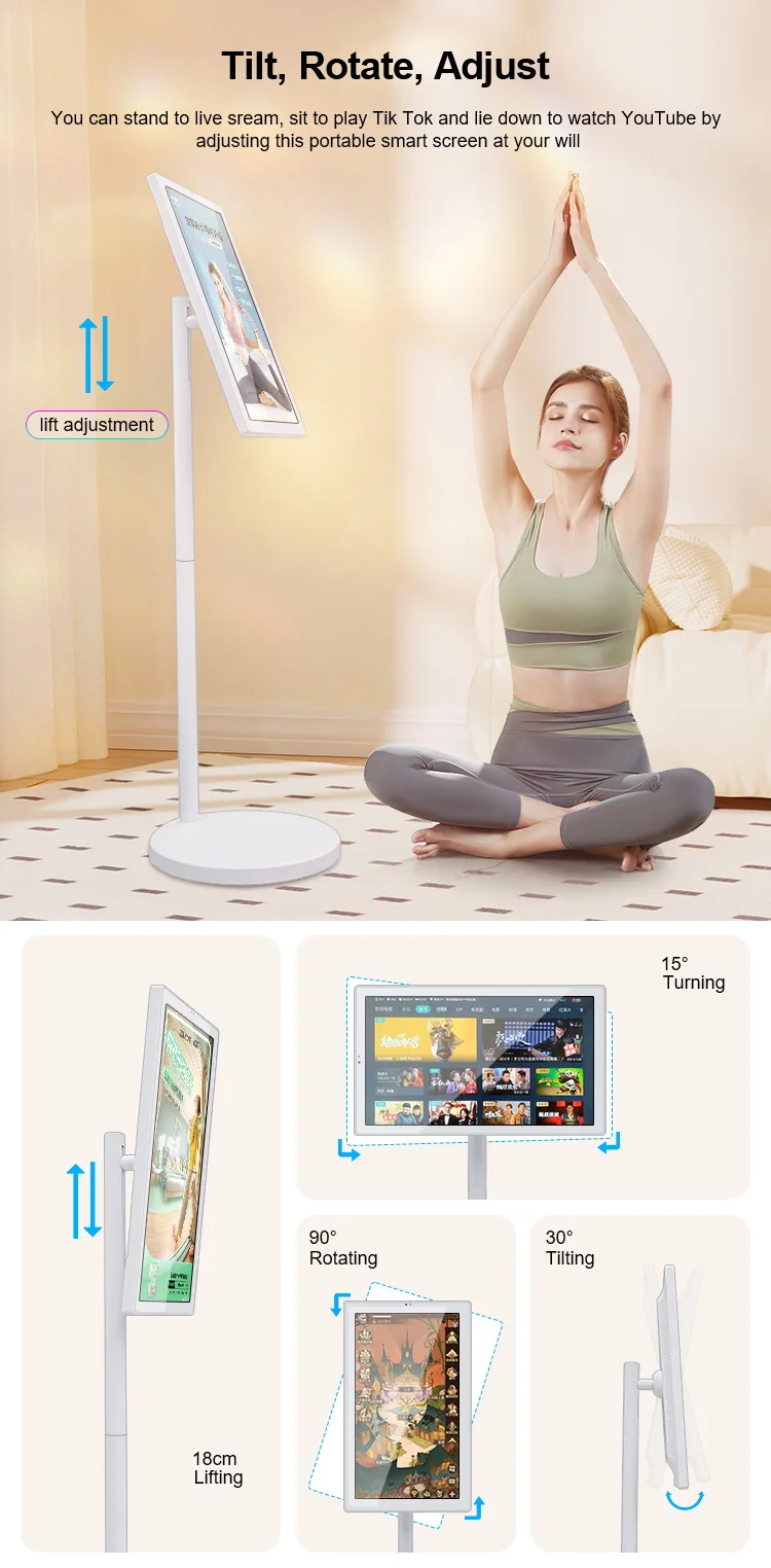 cheap portable floor stand ad player android all-in-one pc 21 inch touch digital signage monitor