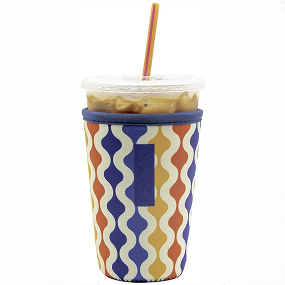 Factory customized pattern logo glass cup holder insulated cola coffee chloroprene rubber ice cup cover water bottle holder