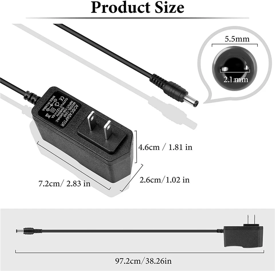 AC 110-240V to DC 5V 12V 1A 2A Universal Power adapter DC 5.5mm x 2.1mm Volt Converter Power Supply Charger For Player TV Box