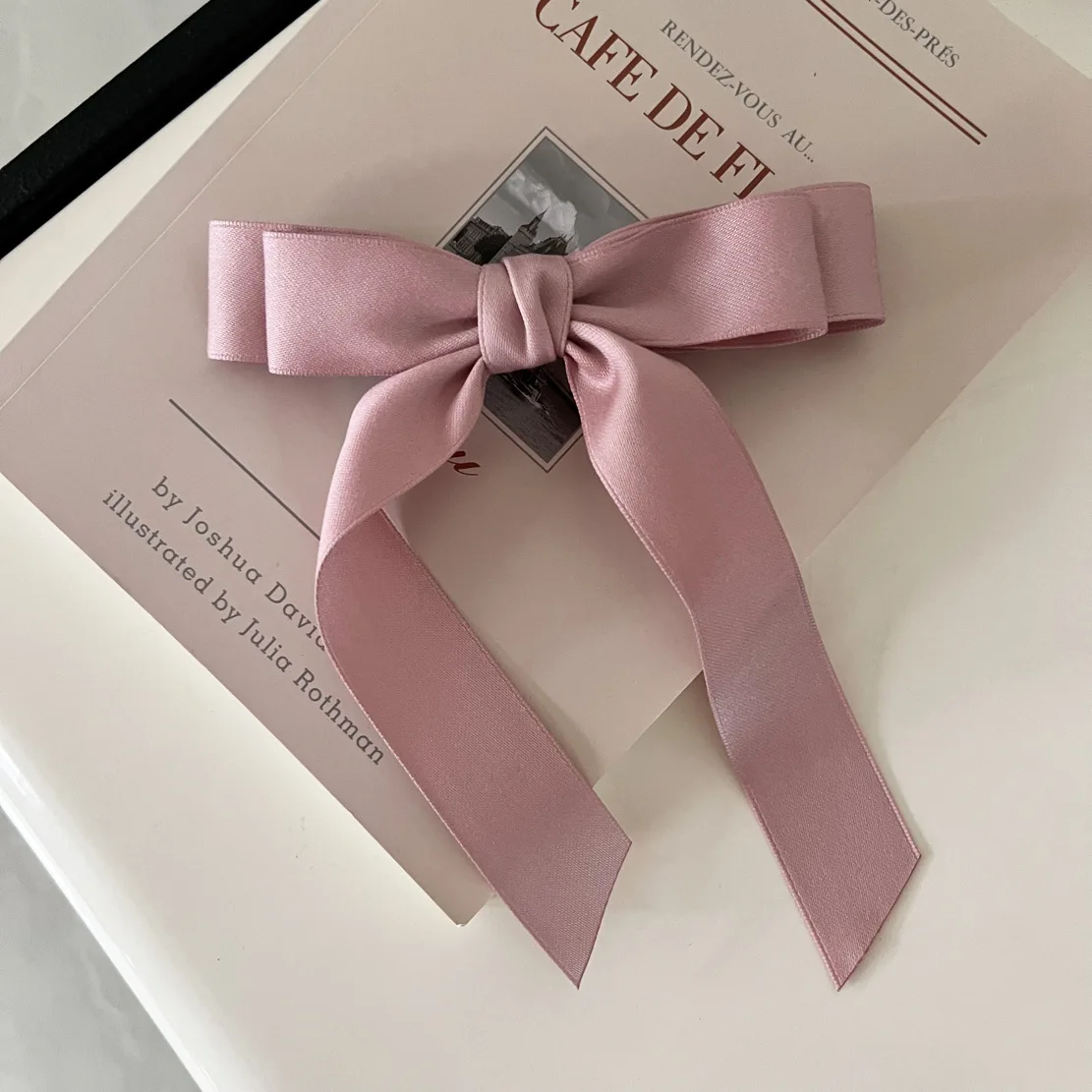 Fashion Women Hair Accessories simple hair bow clip with long tail Sweet elegant hair grips satin ribbon bow barrettes