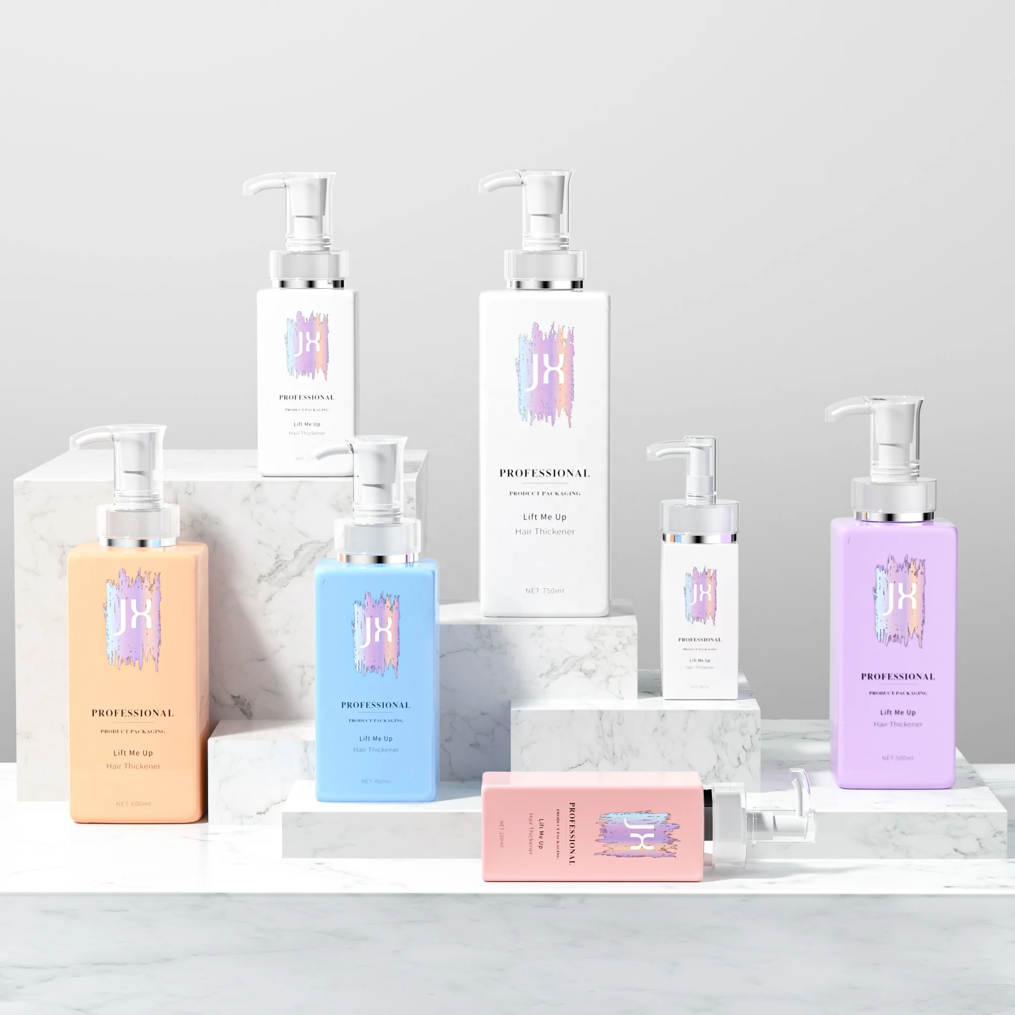 Luxury wholesale shampoo packaging cosmetic body lotion pump bottle pet plastic empty square shampoo and conditioner bottles