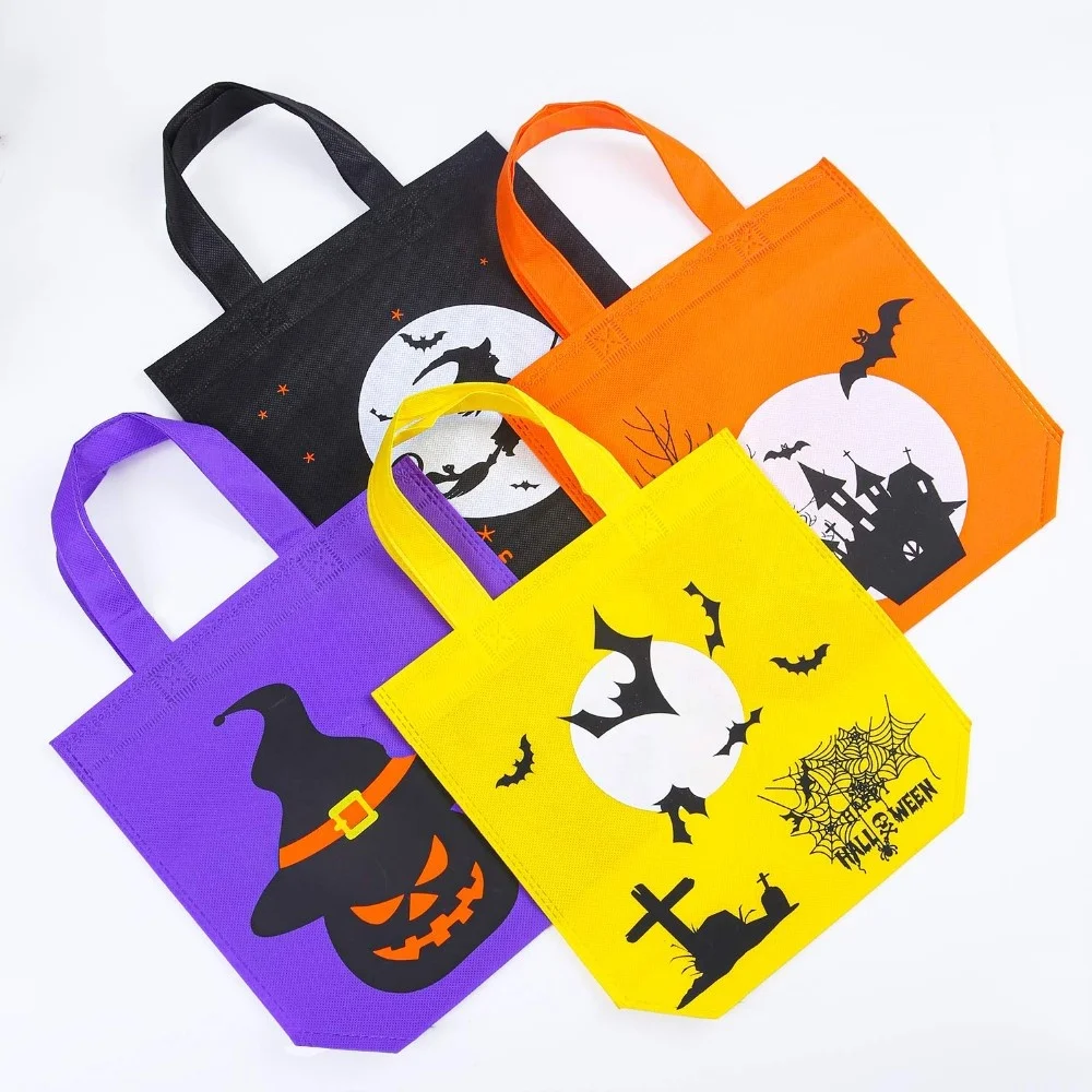 Halloween Party Goody Favors custom logo Trick or Treat Non-woven Gift tote Bags
