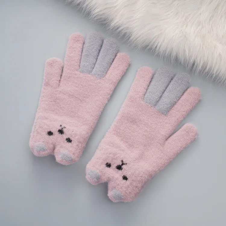 Knitted Colourful Winter Gloves High Elastic Cold Proof Lovely Student Gloves