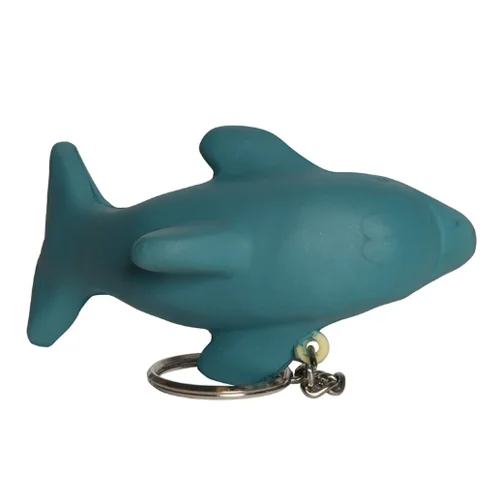 Custom Logo Blue Dolphin Anti Stress Ball Squeeze Toy Keychain